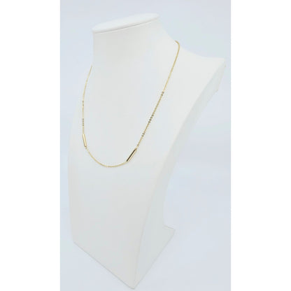 14K Yellow Gold Bar & Link Resizable Chain Necklace