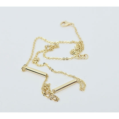 14K Yellow Gold Bar & Link Resizable Chain Necklace