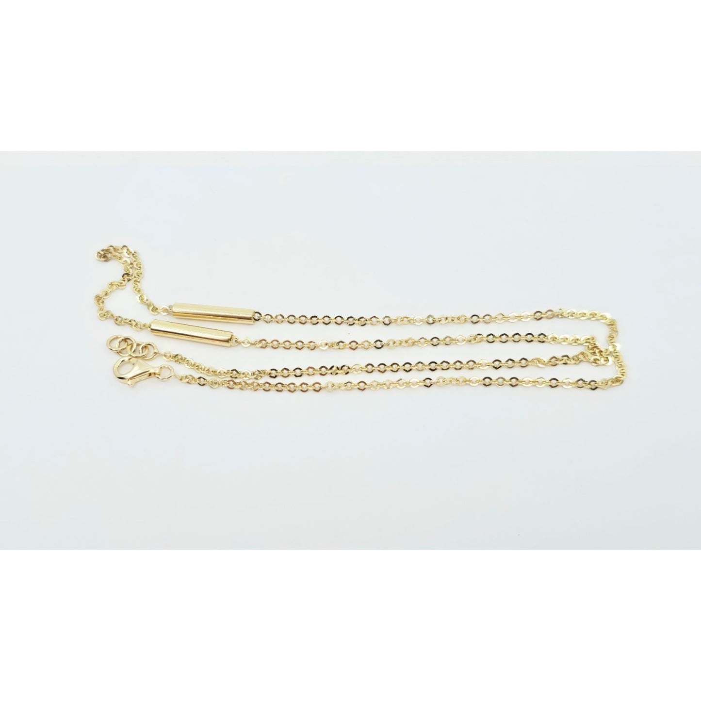 14K Yellow Gold Bar & Link Resizable Chain Necklace