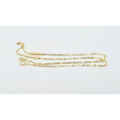 14K Yellow Gold Bar & Link Resizable Chain Necklace
