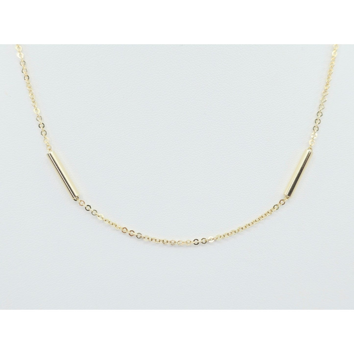 14K Yellow Gold Bar & Link Resizable Chain Necklace
