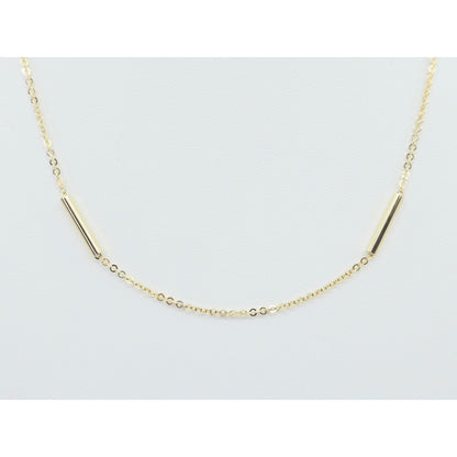 14K Yellow Gold Bar & Link Resizable Chain Necklace
