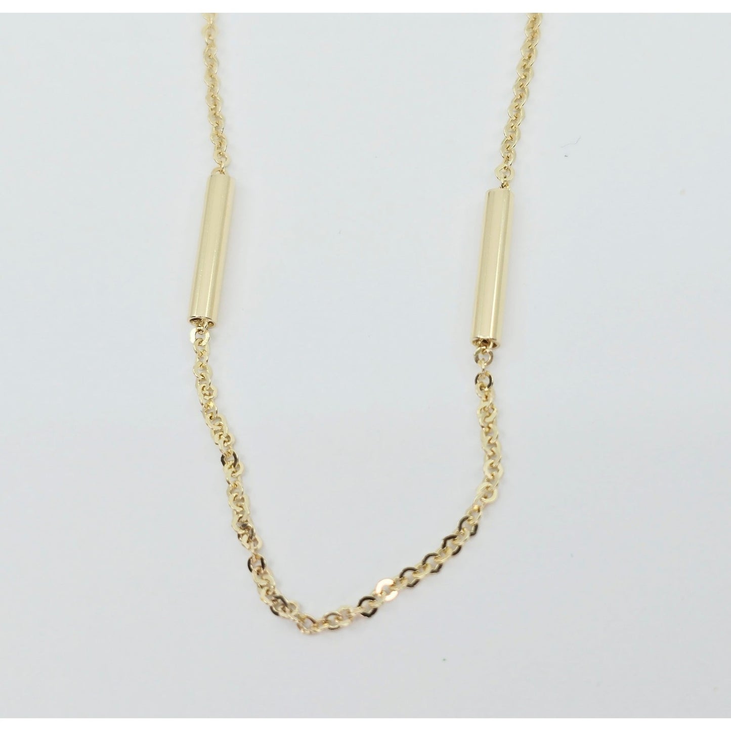 14K Yellow Gold Bar & Link Resizable Chain Necklace