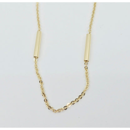 14K Yellow Gold Bar & Link Resizable Chain Necklace
