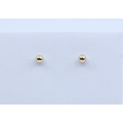 Tiny 14K Yellow Gold Round Bead Ball Stud Earrings