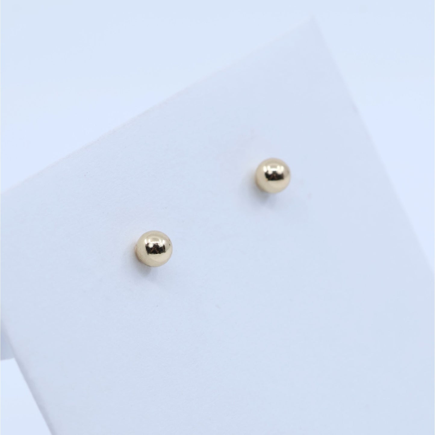 Tiny 14K Yellow Gold Round Bead Ball Stud Earrings