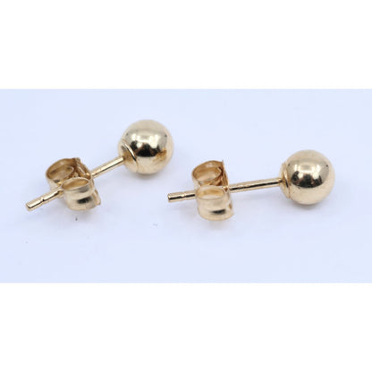 Tiny 14K Yellow Gold Round Bead Ball Stud Earrings