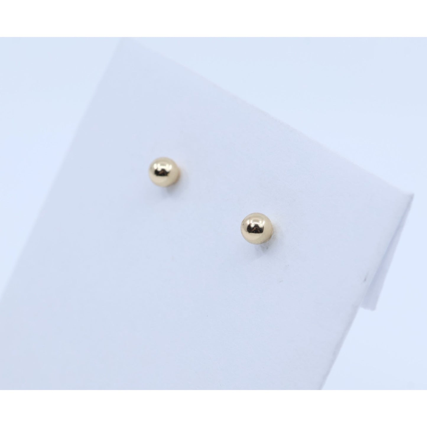 Tiny 14K Yellow Gold Round Bead Ball Stud Earrings