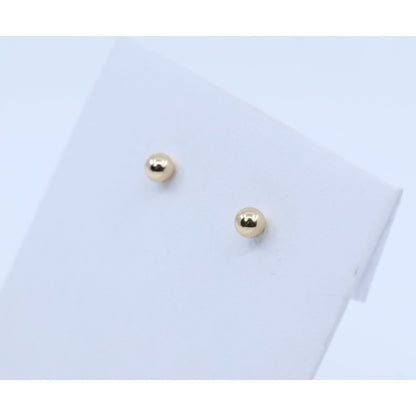 Tiny 14K Yellow Gold Round Bead Ball Stud Earrings