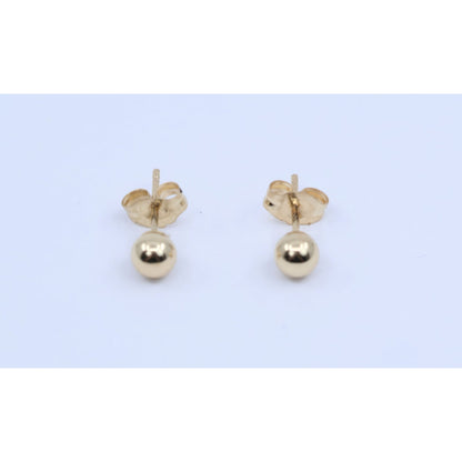Tiny 14K Yellow Gold Round Bead Ball Stud Earrings