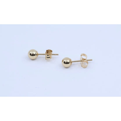 Tiny 14K Yellow Gold Round Bead Ball Stud Earrings