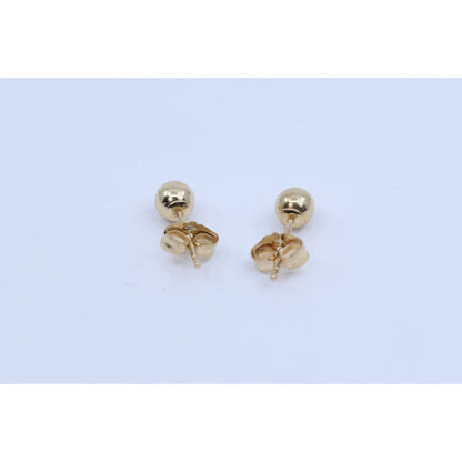 Tiny 14K Yellow Gold Round Bead Ball Stud Earrings
