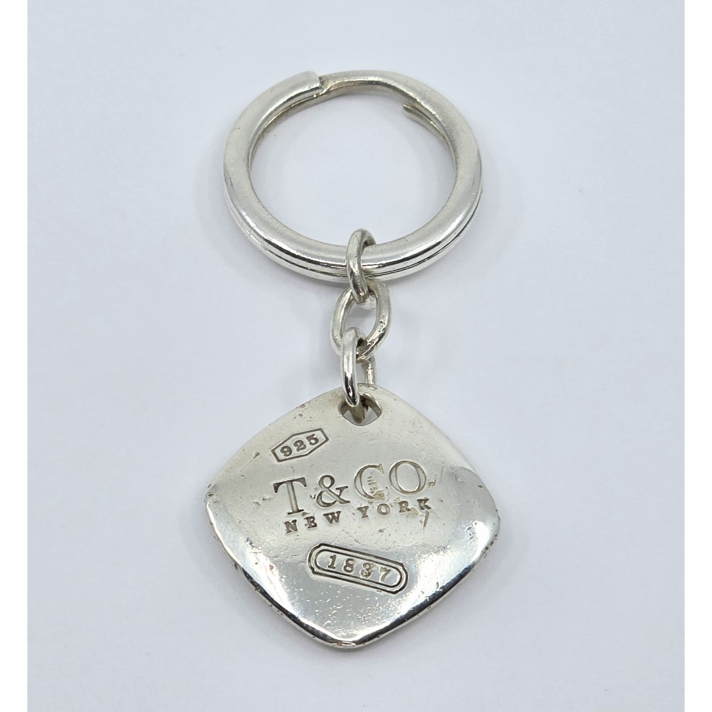 Tiffany & Co 925 Sterling Silver 2005 Cushion Keychain Ring Tag