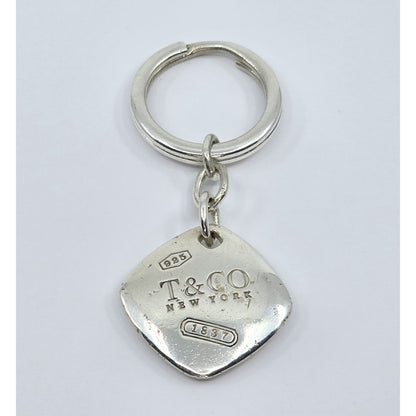 Tiffany & Co 925 Sterling Silver 2005 Cushion Keychain Ring Tag