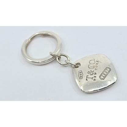 Tiffany & Co 925 Sterling Silver 2005 Cushion Keychain Ring Tag
