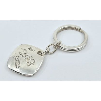 Tiffany & Co 925 Sterling Silver 2005 Cushion Keychain Ring Tag
