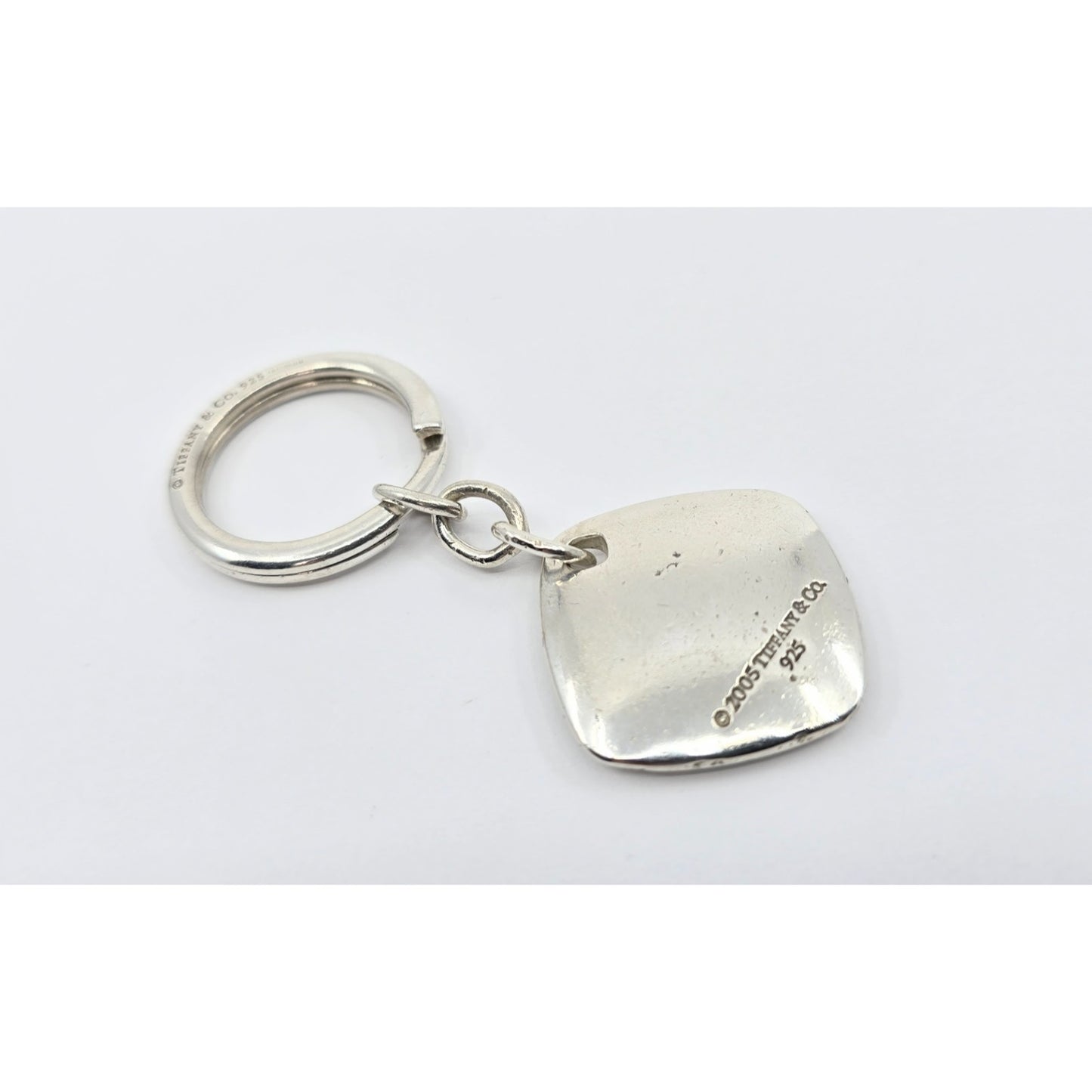 Tiffany & Co 925 Sterling Silver 2005 Cushion Keychain Ring Tag