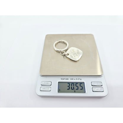 Tiffany & Co 925 Sterling Silver 2005 Cushion Keychain Ring Tag