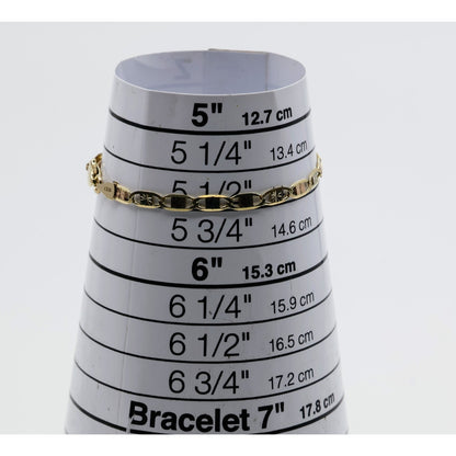 14K Tri Tone Gold Diamond Cut Valentino Baby Link Bracelet