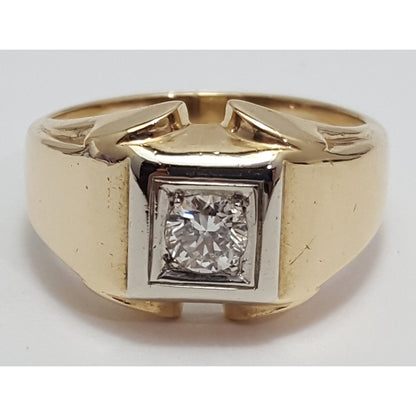 14K Two Tone Gold Mens Diamond Ring