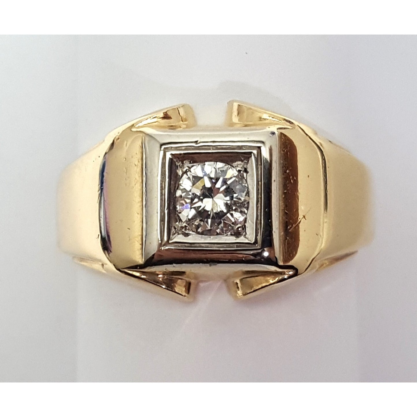 14K Two Tone Gold Mens Diamond Ring