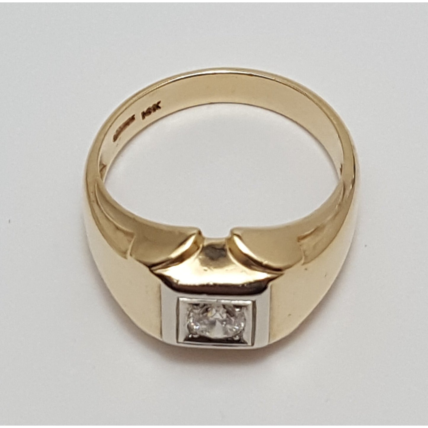 14K Two Tone Gold Mens Diamond Ring