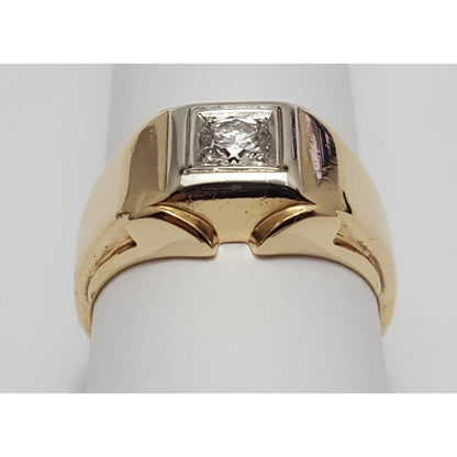 14K Two Tone Gold Mens Diamond Ring