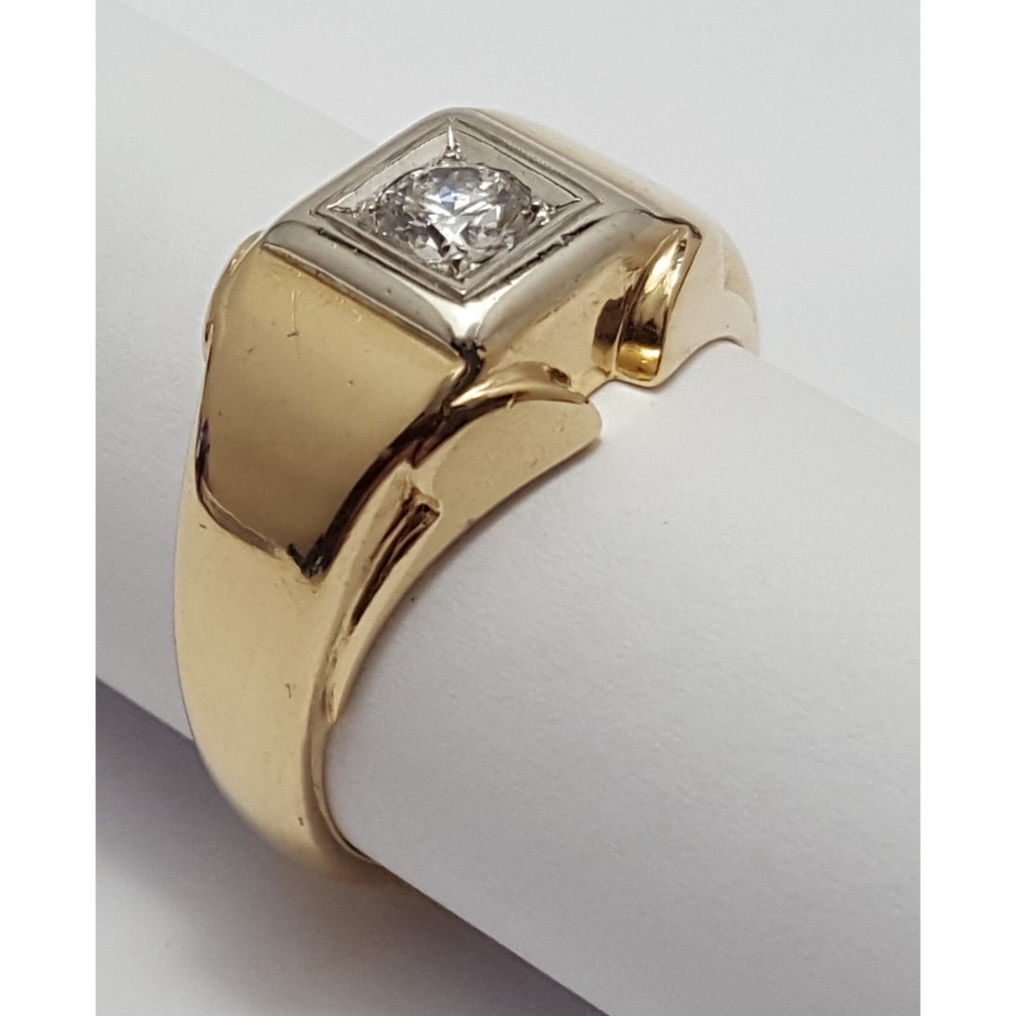 14K Two Tone Gold Mens Diamond Ring