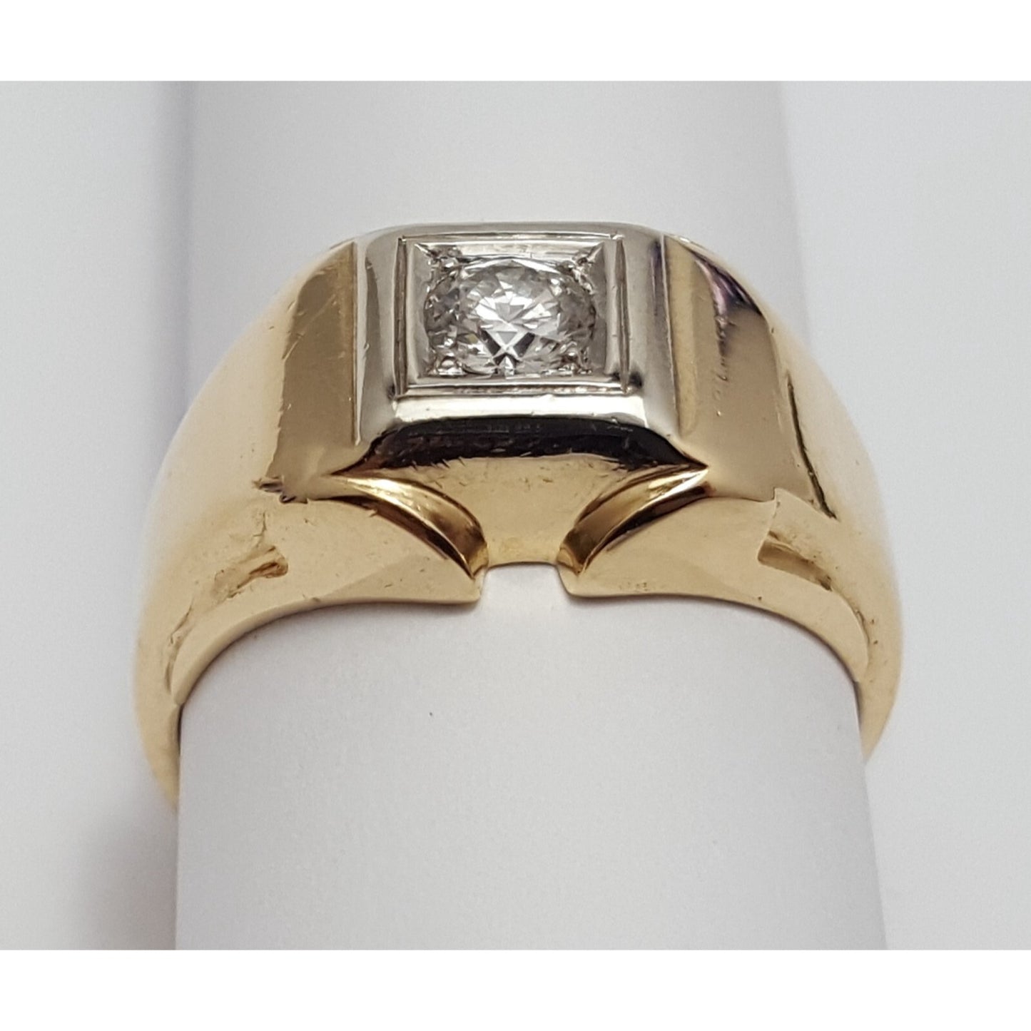 14K Two Tone Gold Mens Diamond Ring