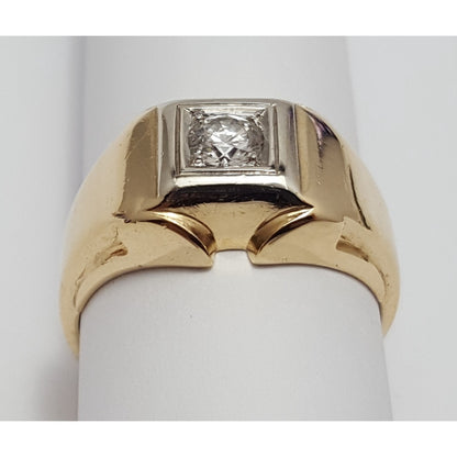 14K Two Tone Gold Mens Diamond Ring