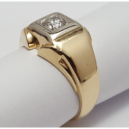 14K Two Tone Gold Mens Diamond Ring