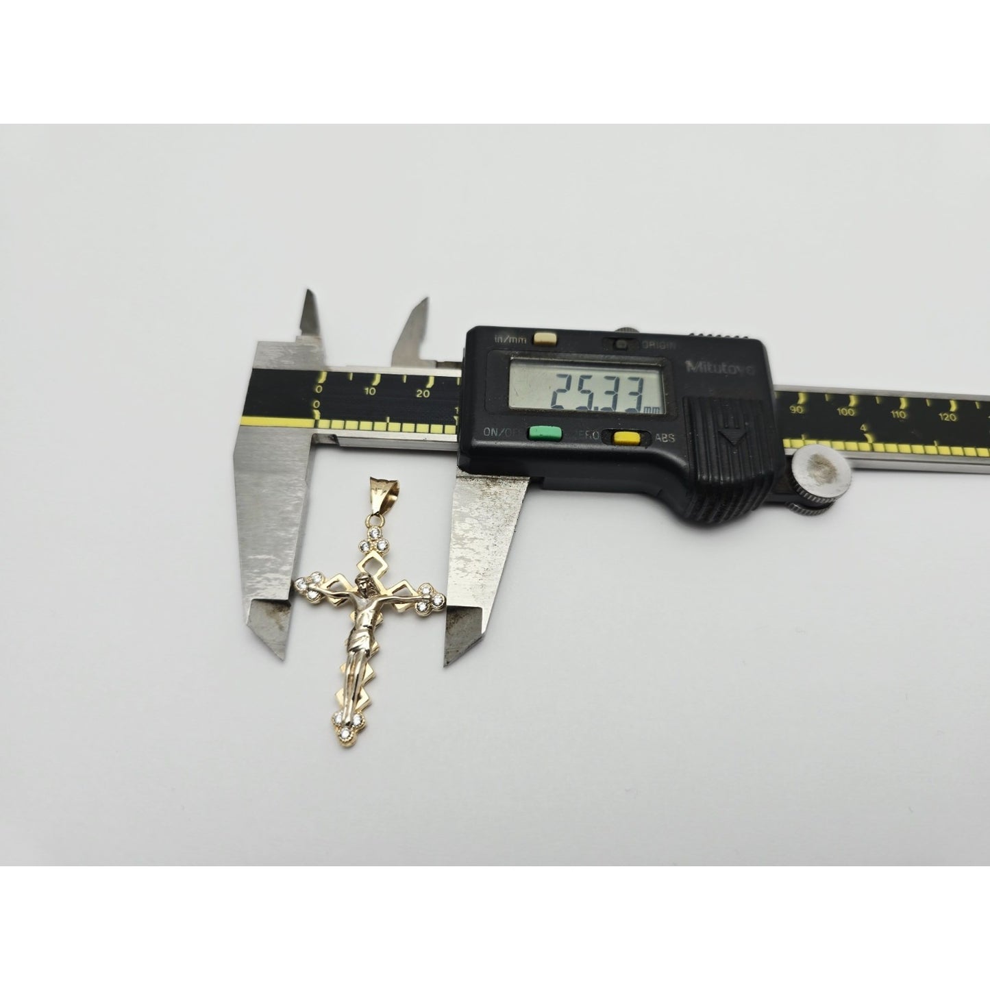 14K Two Tone Gold Jesus on Cross CZ Charm Pendant