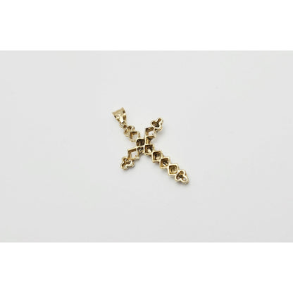 14K Two Tone Gold Jesus on Cross CZ Charm Pendant