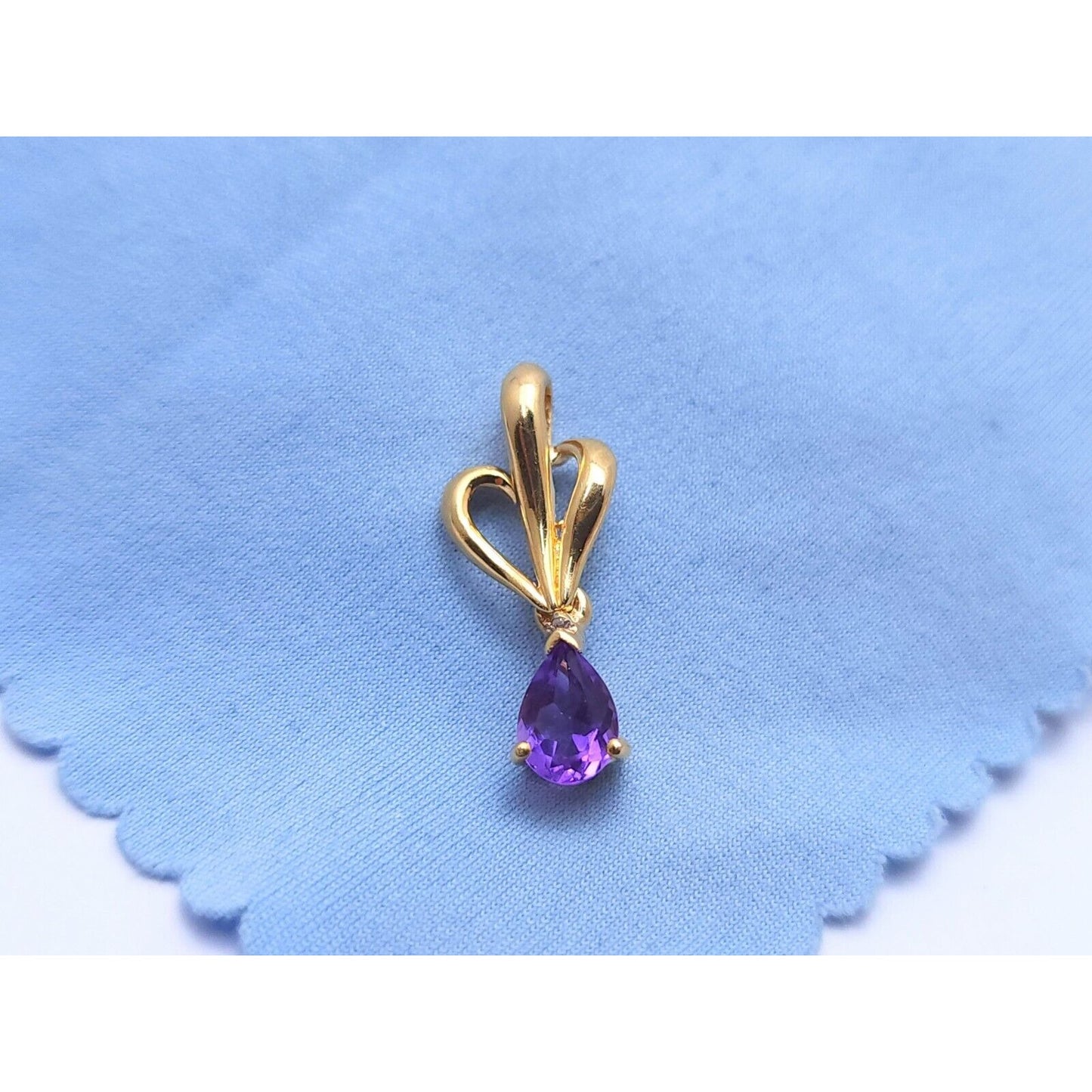 14K Yellow Gold Amethyst Drop Dangle Charm Pendant