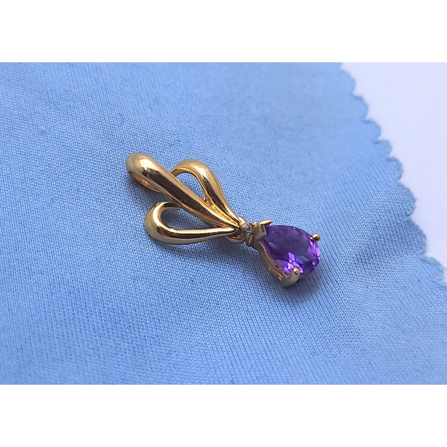 14K Yellow Gold Amethyst Drop Dangle Charm Pendant