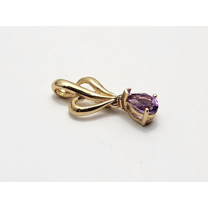 14K Yellow Gold Amethyst Drop Dangle Charm Pendant