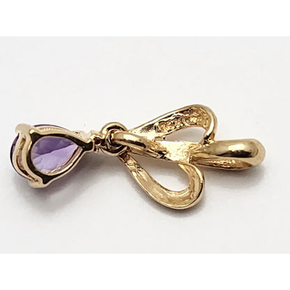 14K Yellow Gold Amethyst Drop Dangle Charm Pendant