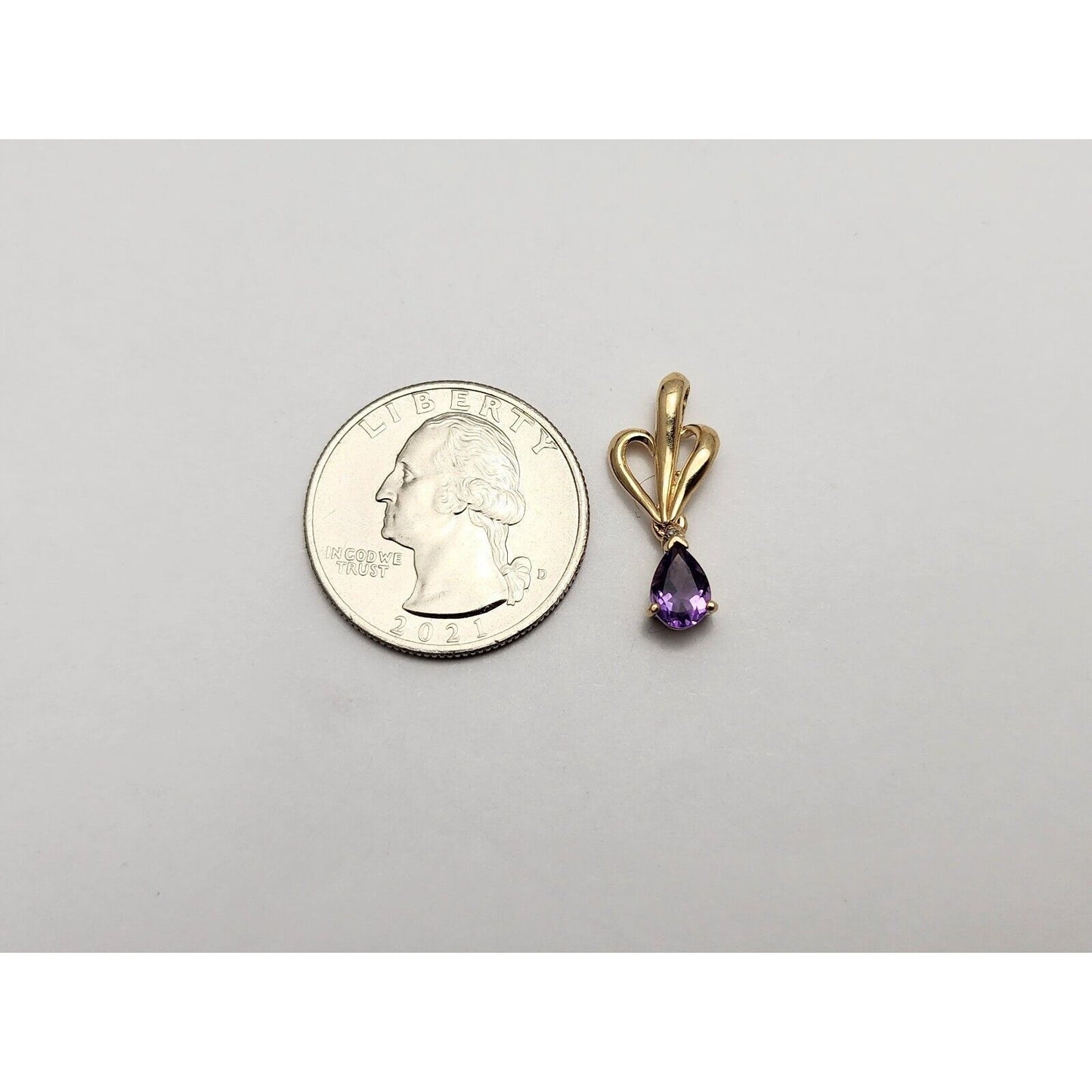 14K Yellow Gold Amethyst Drop Dangle Charm Pendant