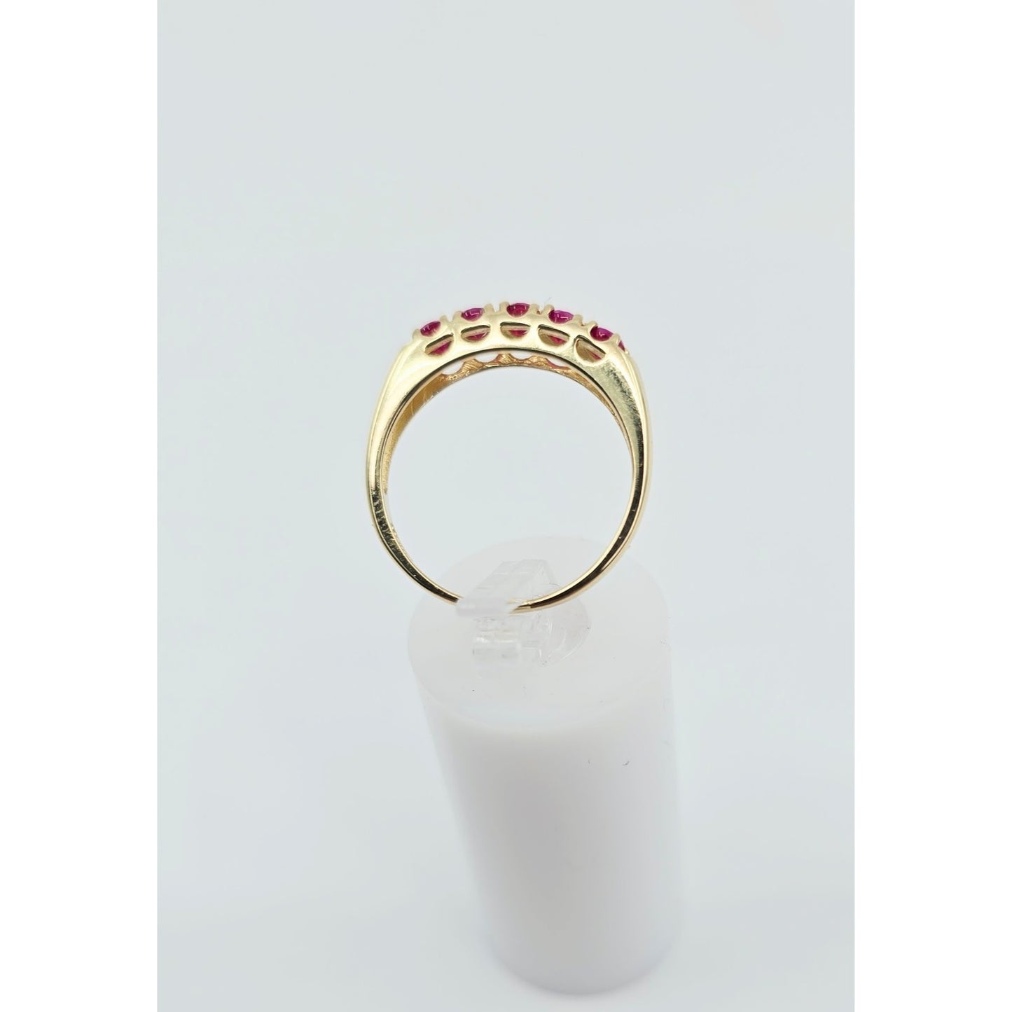 14K Yellow Gold Single Row 5 Ruby Stone Ring