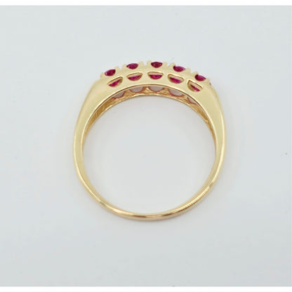 14K Yellow Gold Single Row 5 Ruby Stone Ring