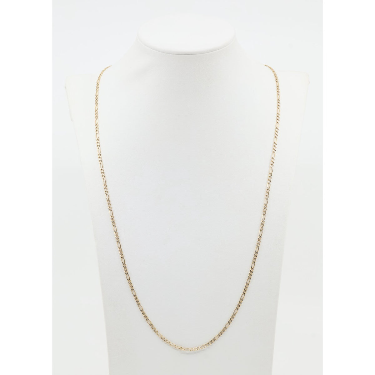 14K Two Tone Gold Diamond Cut Figaro Link Chain Necklace