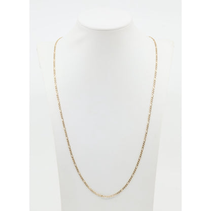 14K Two Tone Gold Diamond Cut Figaro Link Chain Necklace