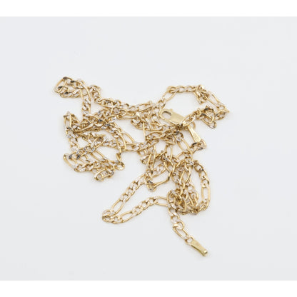14K Two Tone Gold Diamond Cut Figaro Link Chain Necklace