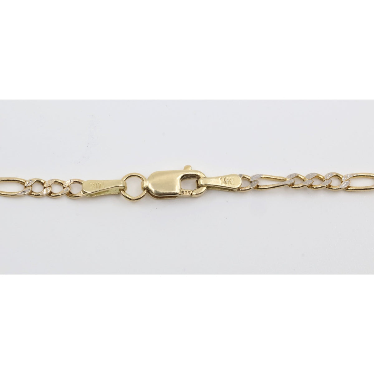 14K Two Tone Gold Diamond Cut Figaro Link Chain Necklace