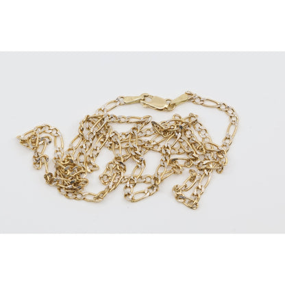 14K Two Tone Gold Diamond Cut Figaro Link Chain Necklace