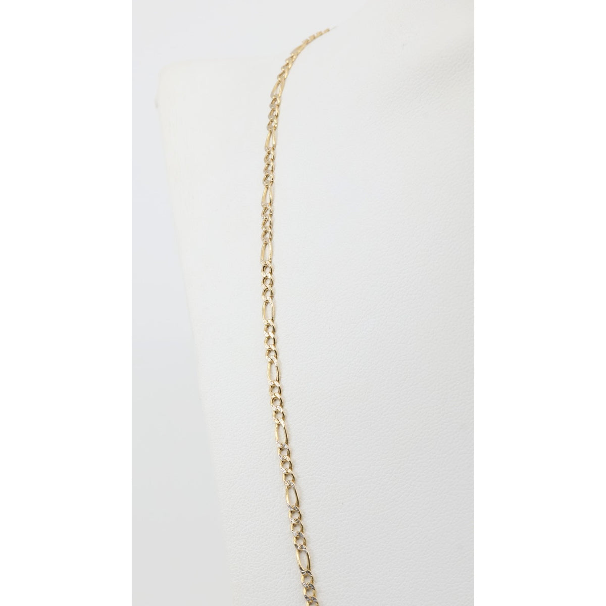 14K Two Tone Gold Diamond Cut Figaro Link Chain Necklace