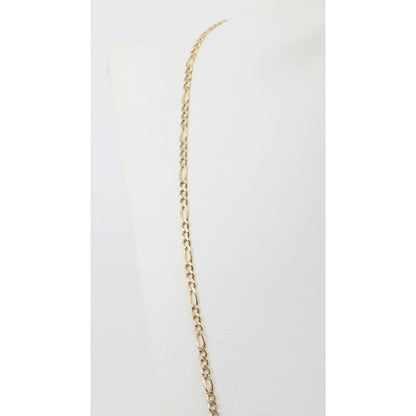 14K Two Tone Gold Diamond Cut Figaro Link Chain Necklace