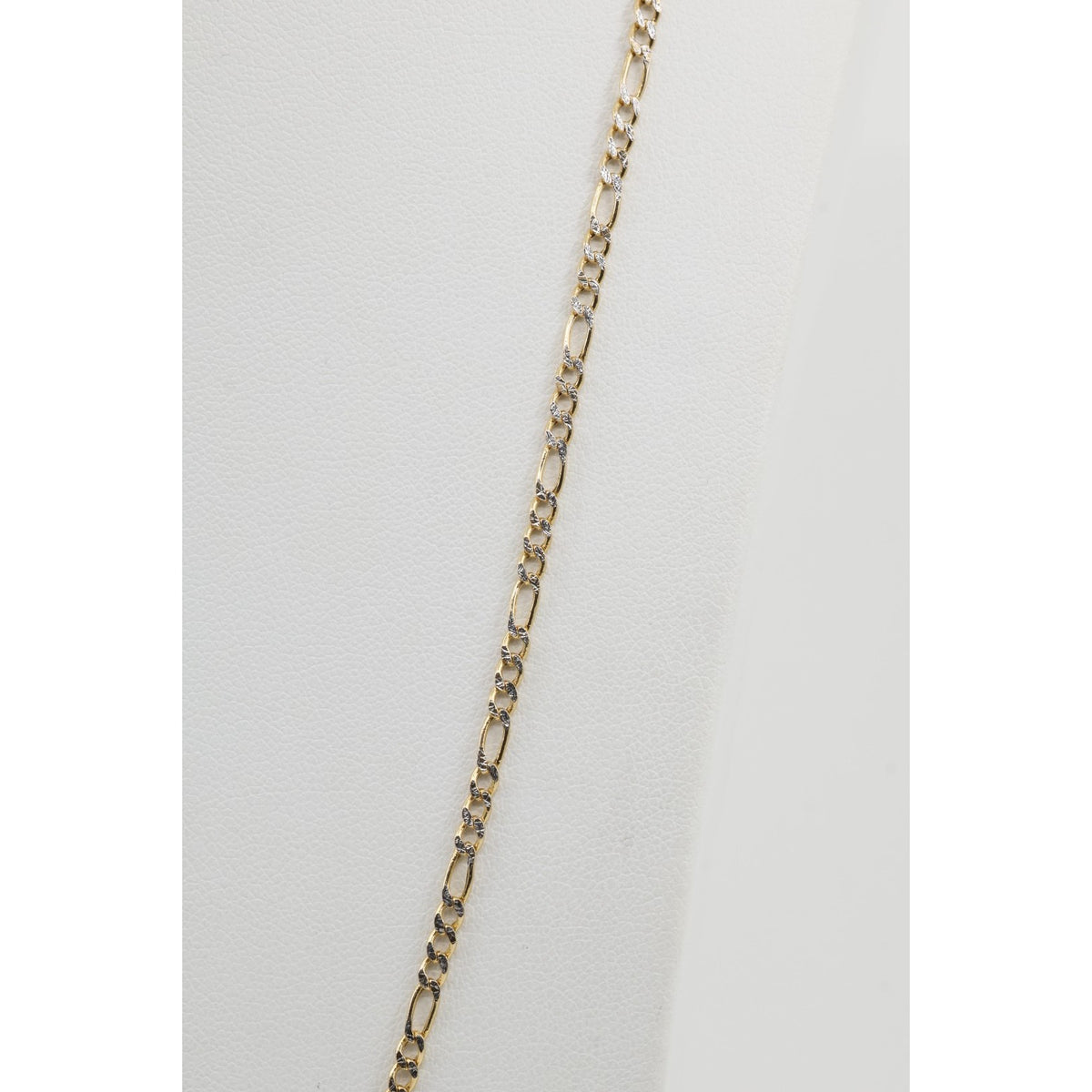 14K Two Tone Gold Diamond Cut Figaro Link Chain Necklace