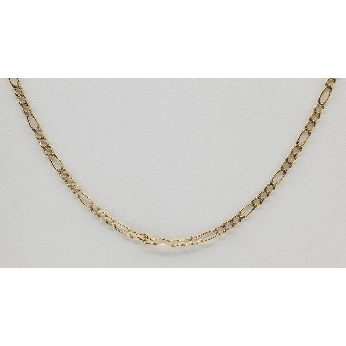 14K Two Tone Gold Diamond Cut Figaro Link Chain Necklace