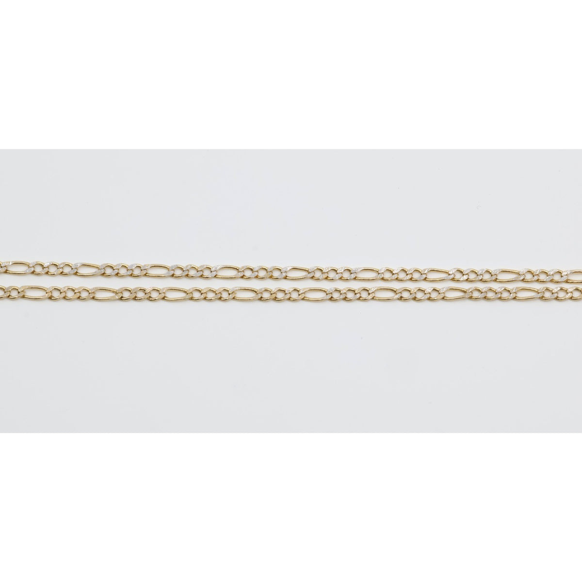 14K Two Tone Gold Diamond Cut Figaro Link Chain Necklace